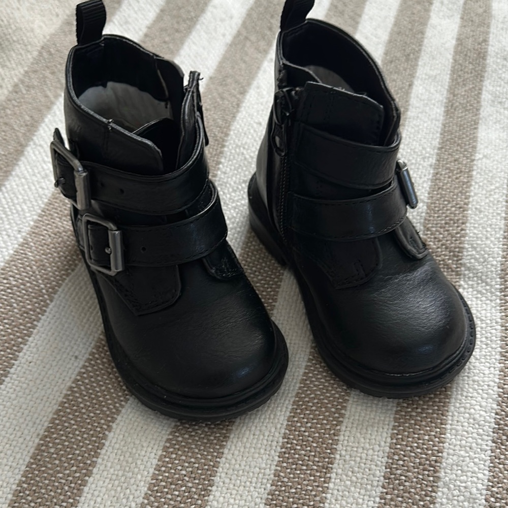 Cat & Jack Black Ankle Boots with Buckle Details